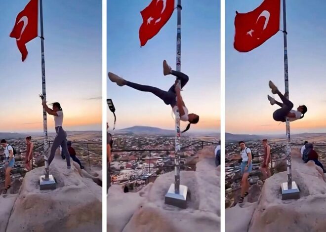 Turista bajo investigación penal en Turquía tras pole dance en asta de la bandera nacional
