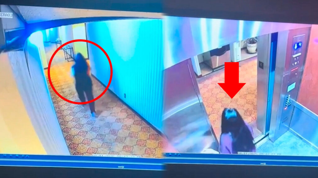 ¿Un fantasma la perseguía? Captan extraño comportamiento de una joven en un hotel (VIDEO)