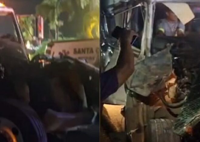 Choque de camiones en Retalhuleu deja una persona gravemente herida